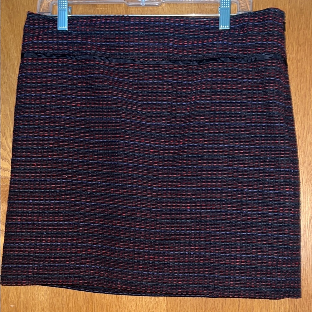 LOFT Black and Red Mini Pencil Skirt for Work